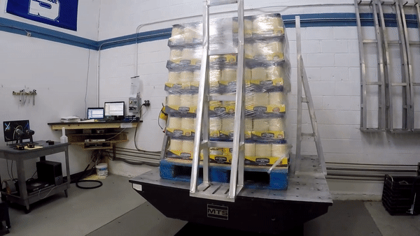 Animated image of several mayonnaise jaws being vibration tested.